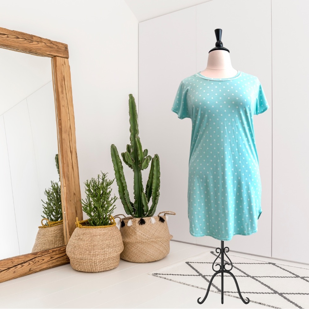 Felina Short Sleeve Polka Dot Pajama Sleep Dress